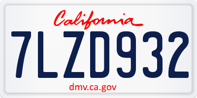 CA license plate 7LZD932
