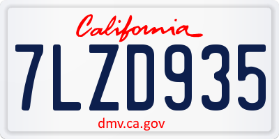 CA license plate 7LZD935