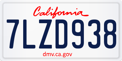 CA license plate 7LZD938