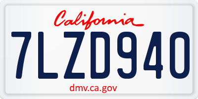CA license plate 7LZD940