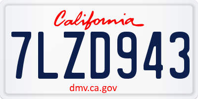 CA license plate 7LZD943