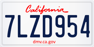 CA license plate 7LZD954