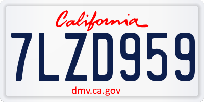 CA license plate 7LZD959