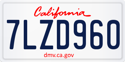 CA license plate 7LZD960