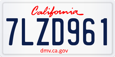 CA license plate 7LZD961