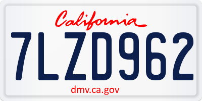 CA license plate 7LZD962