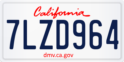 CA license plate 7LZD964