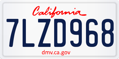 CA license plate 7LZD968