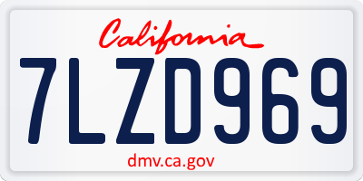 CA license plate 7LZD969