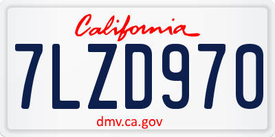 CA license plate 7LZD970