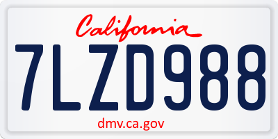 CA license plate 7LZD988