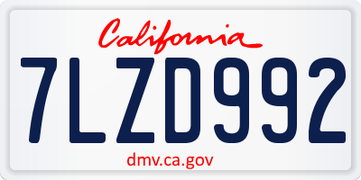 CA license plate 7LZD992