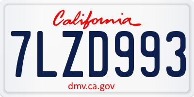 CA license plate 7LZD993
