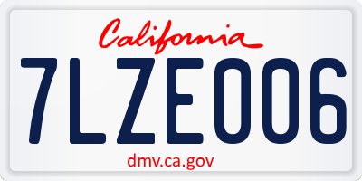 CA license plate 7LZE006