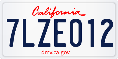 CA license plate 7LZE012