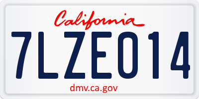 CA license plate 7LZE014