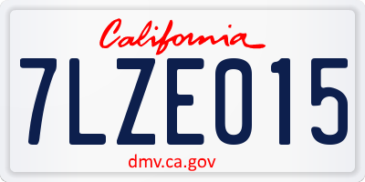 CA license plate 7LZE015