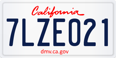 CA license plate 7LZE021