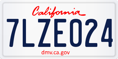 CA license plate 7LZE024
