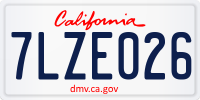 CA license plate 7LZE026