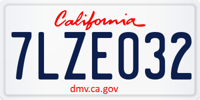 CA license plate 7LZE032