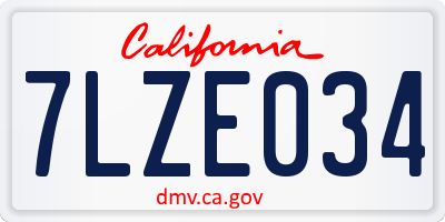 CA license plate 7LZE034