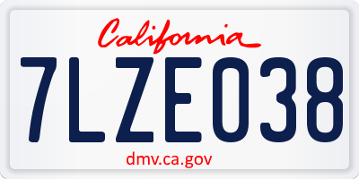 CA license plate 7LZE038