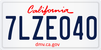 CA license plate 7LZE040