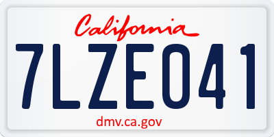 CA license plate 7LZE041