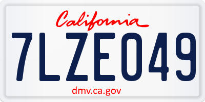 CA license plate 7LZE049