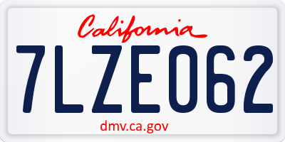 CA license plate 7LZE062