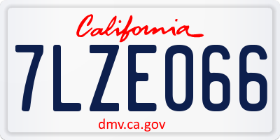 CA license plate 7LZE066