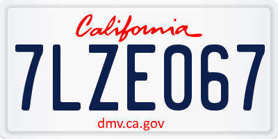 CA license plate 7LZE067
