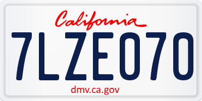 CA license plate 7LZE070