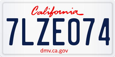 CA license plate 7LZE074