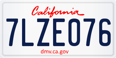 CA license plate 7LZE076