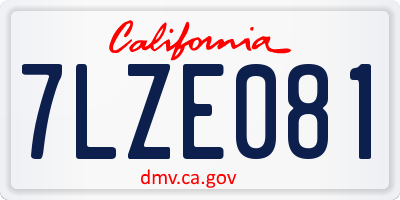 CA license plate 7LZE081