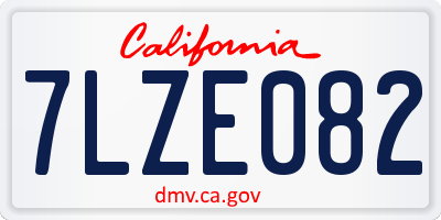 CA license plate 7LZE082