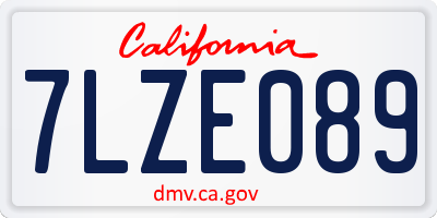 CA license plate 7LZE089