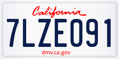 CA license plate 7LZE091