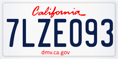 CA license plate 7LZE093
