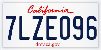 CA license plate 7LZE096