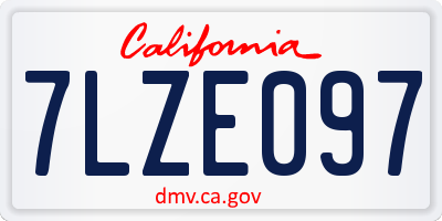 CA license plate 7LZE097