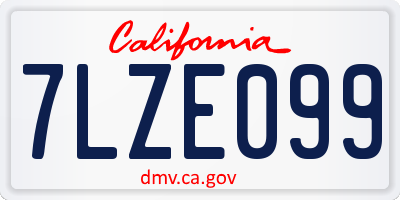 CA license plate 7LZE099