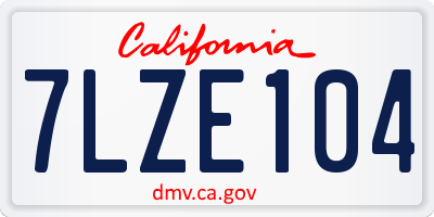 CA license plate 7LZE104