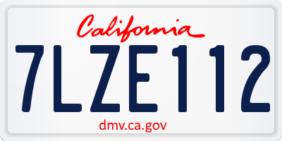 CA license plate 7LZE112