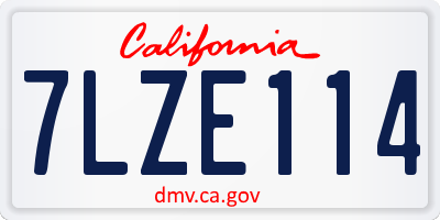 CA license plate 7LZE114