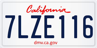 CA license plate 7LZE116