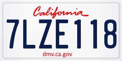 CA license plate 7LZE118