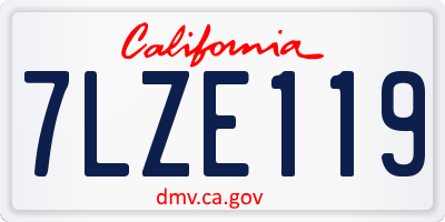 CA license plate 7LZE119